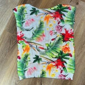 Stunning Luisa Ricci Tropical Print Sleeveless Lightweight Sweater Knit Top M